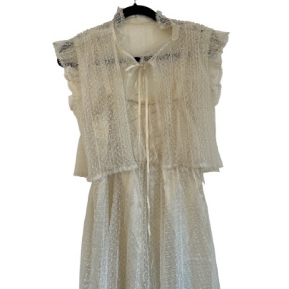 Vintage | Ethos | Ecru Lace Prom Dress & Jacket | Size Small /Medium (Size 8/10)